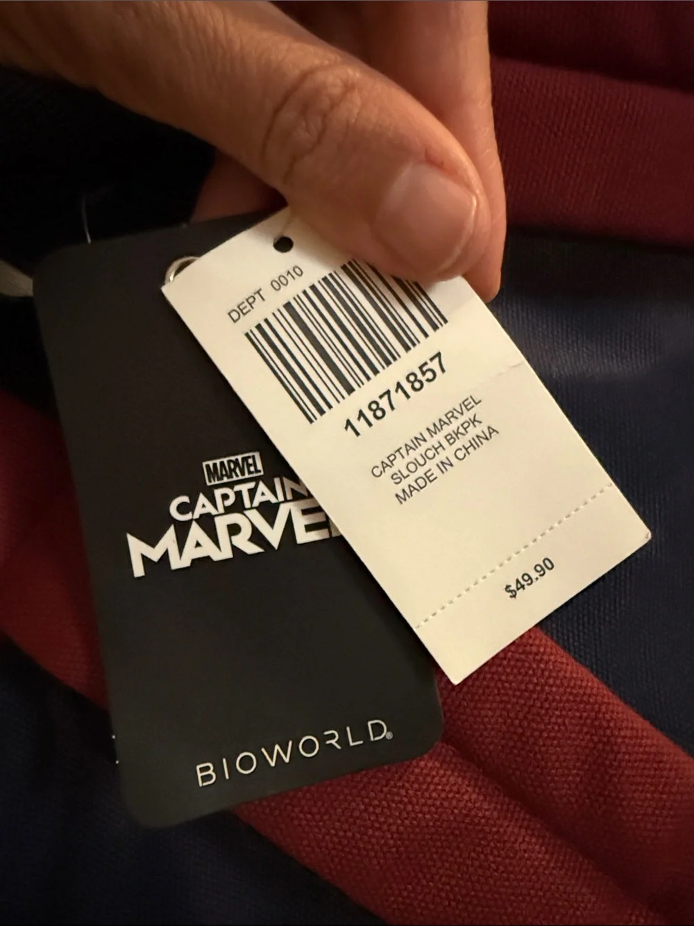 Captain Marvel Inspired Navy and Burgundy Backpack